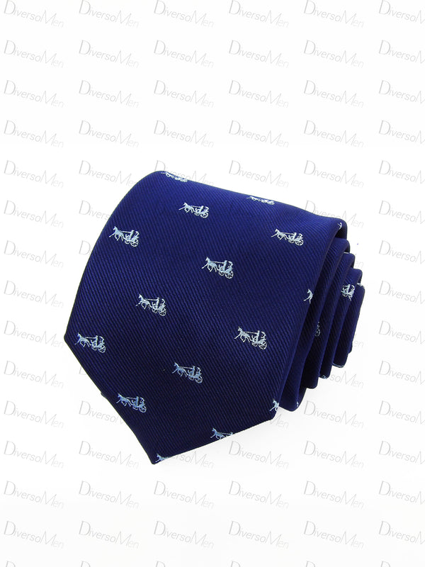 Corbata azul marino coche caballos celestes Corbatas