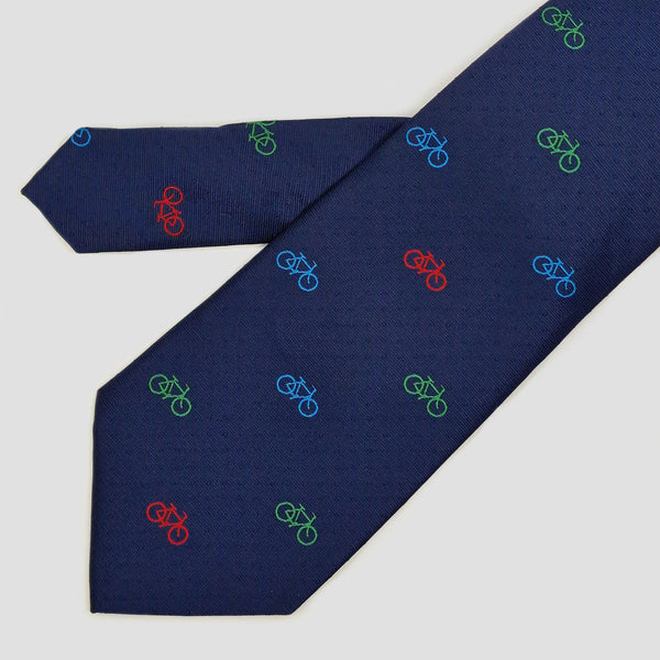 Corbata azul marino con bicicletas de colores - DiversoMen