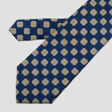 Corbata azul marino con flores marrones - DiversoMen