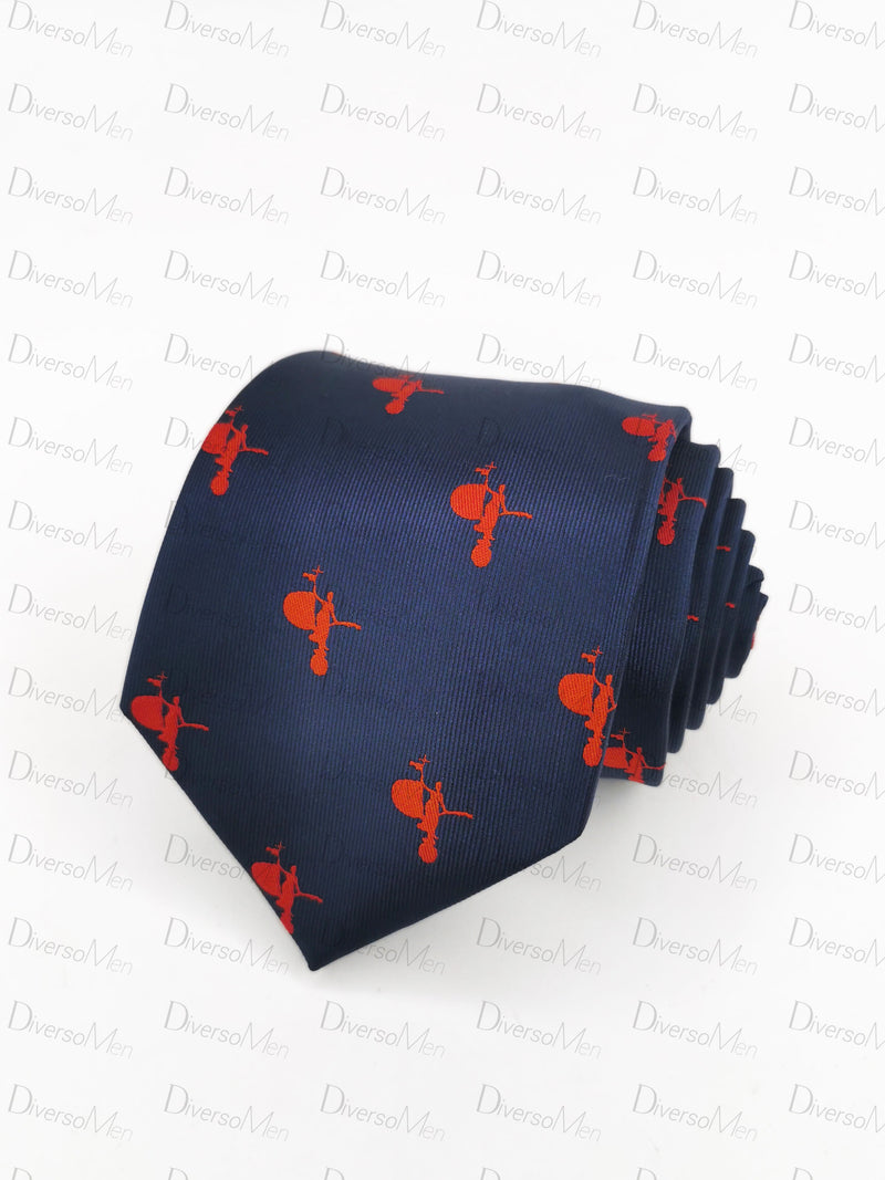 Corbata azul marino con giraldillo rojo Corbatas