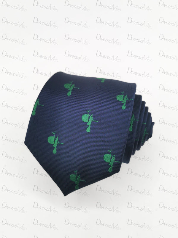 Corbata azul marino con giraldillo verde Corbatas