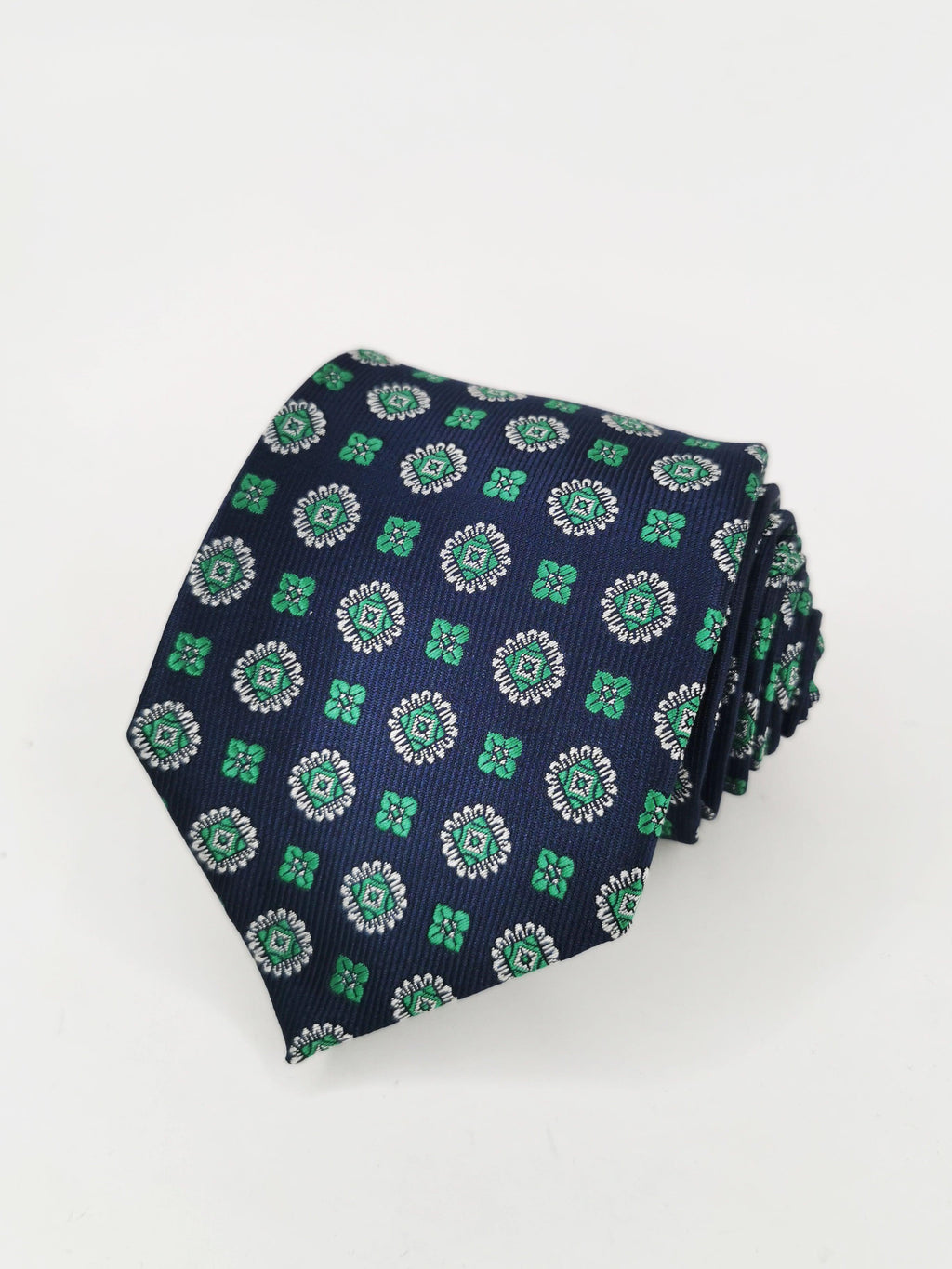 Corbata azul marino con medallones verdes DiversoMen