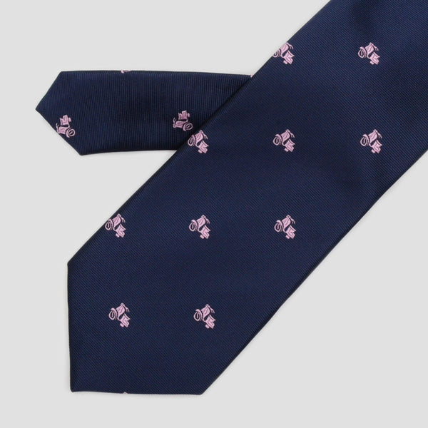 Corbata azul marino con motos vespas rosas - DiversoMen