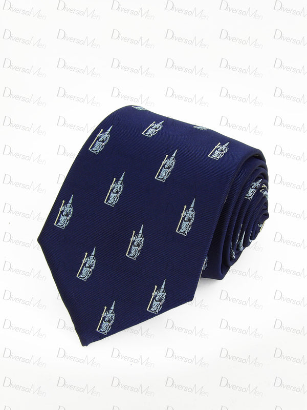 Corbata azul marino con nazareno celeste Corbatas