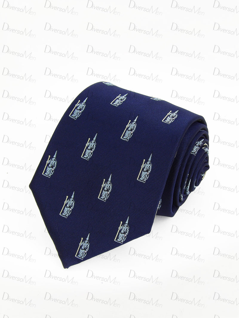 Corbata azul marino con nazareno celeste Corbatas