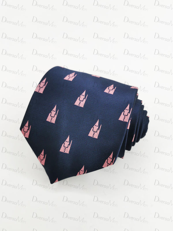 Corbata azul marino con nazarenos rosas Corbatas