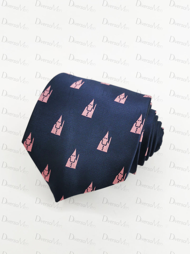 Corbata azul marino con nazarenos rosas Corbatas