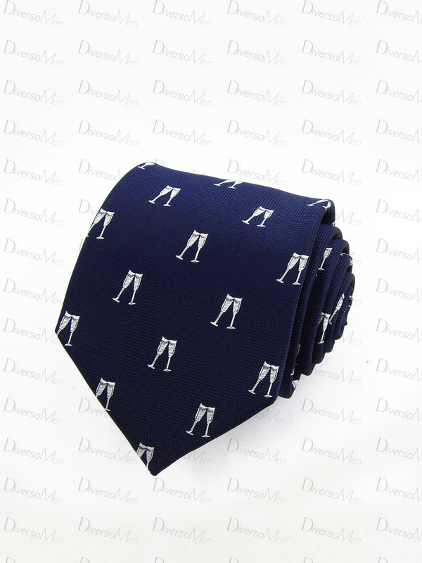 Corbata azul marino copas blancas Corbatas