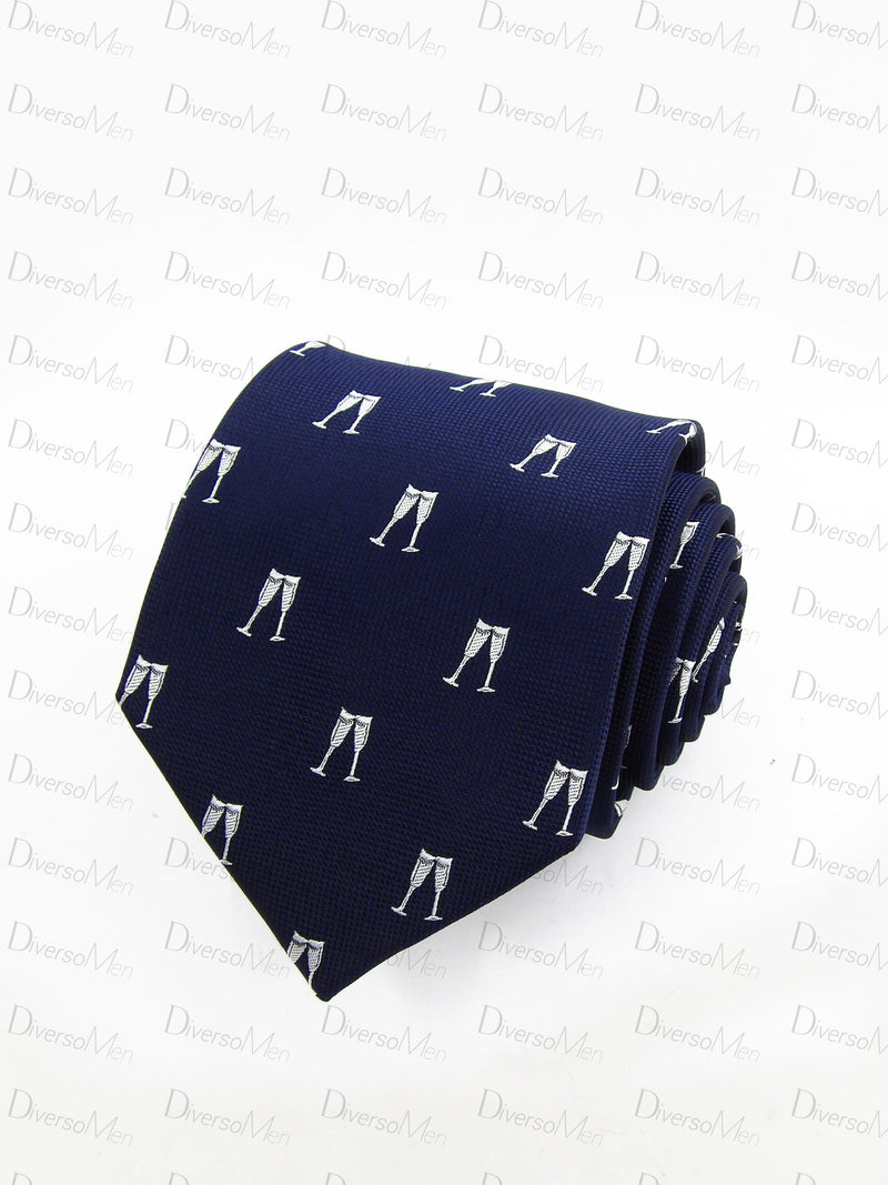Corbata azul marino copas blancas Corbatas