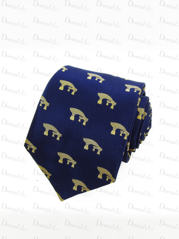 Corbata azul marino Setas Sevilla doradas Corbatas