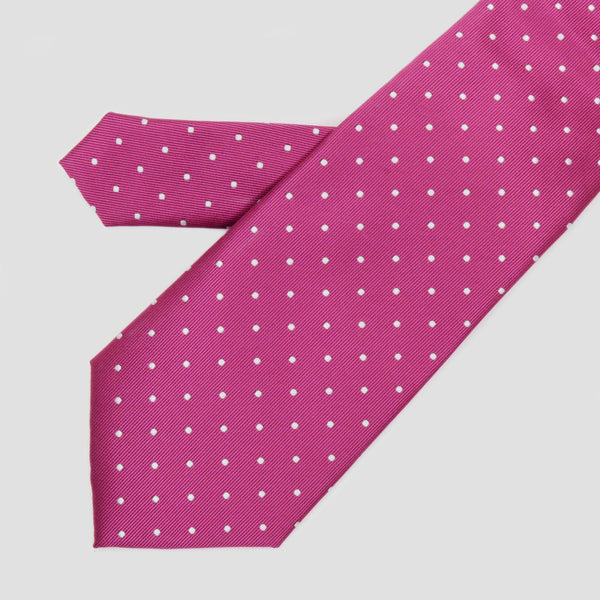 Corbata buganvilla de lunares blancos medianos - DiversoMen