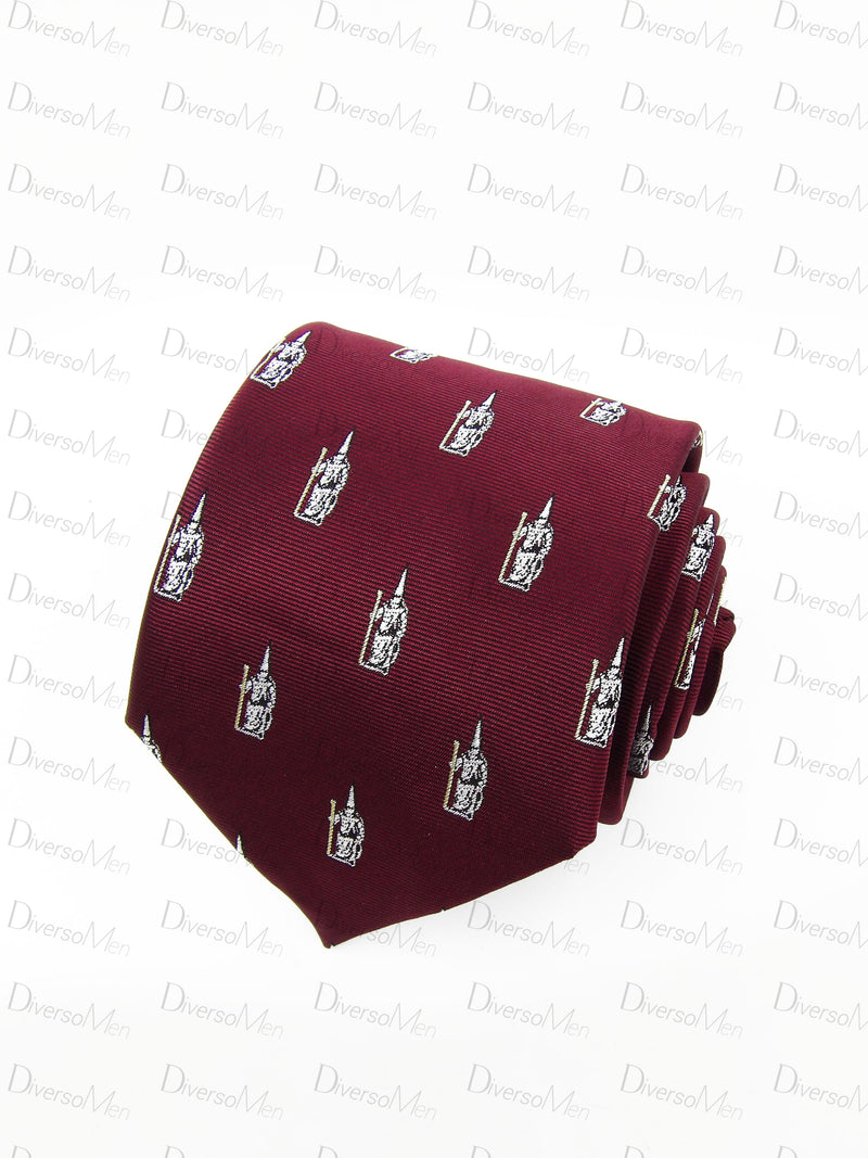 Corbata burdeos con nazareno blanco Corbatas