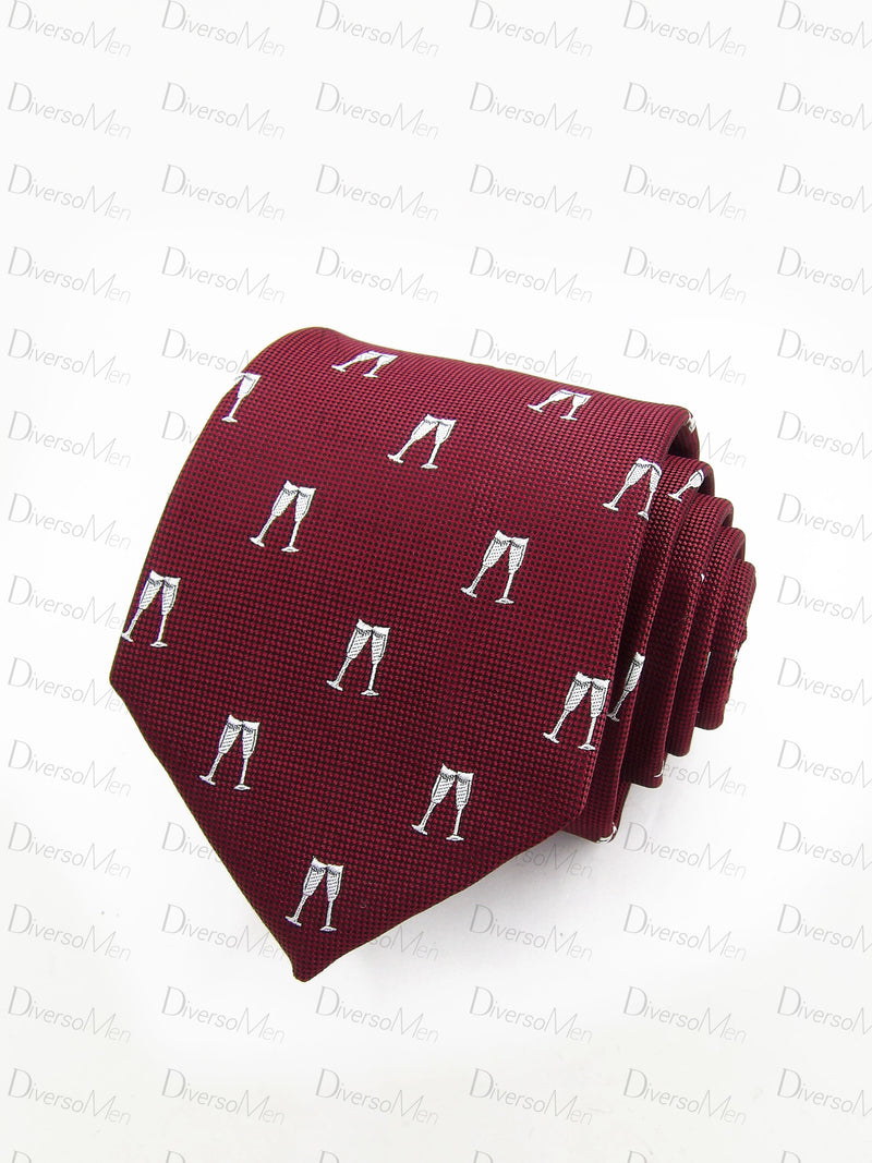 Corbata burdeos copas blancas Corbatas
