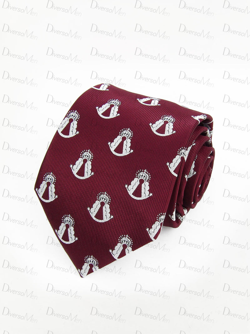 Corbata burdeos silueta Virgen del Rocio Corbatas