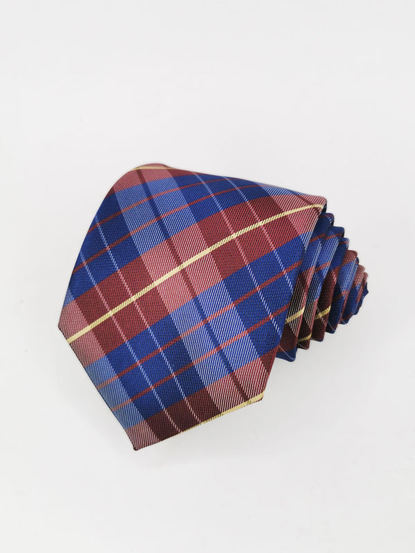 Corbata de cuadros burdeos y azules - DiversoMen