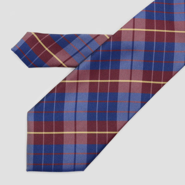 Corbata de cuadros burdeos y azules - DiversoMen