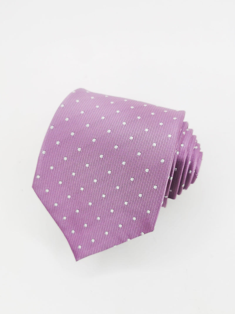 Corbata lila de lunares blancos medianos - DiversoMen