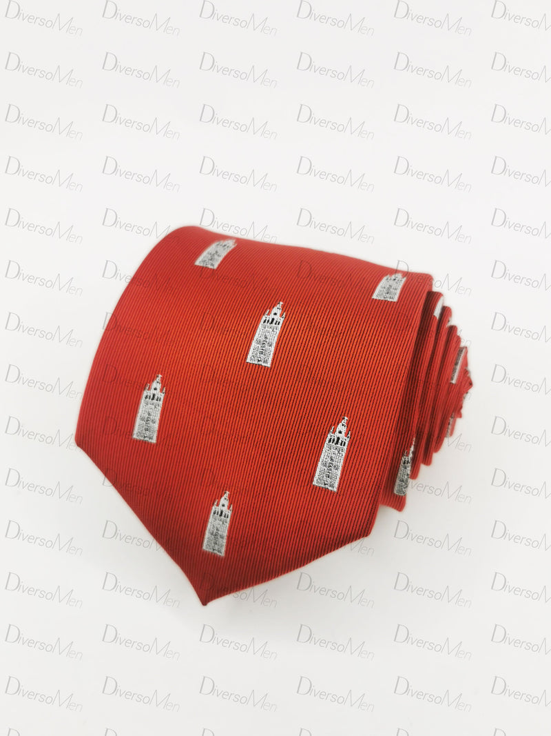 Corbata roja con Giralda blanca Corbatas