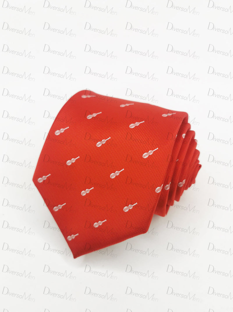 Corbata roja con guitarra flamenca blanca Corbatas