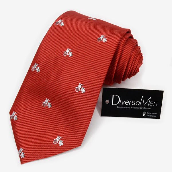 Corbata roja con motos vespas blancas - DiversoMen