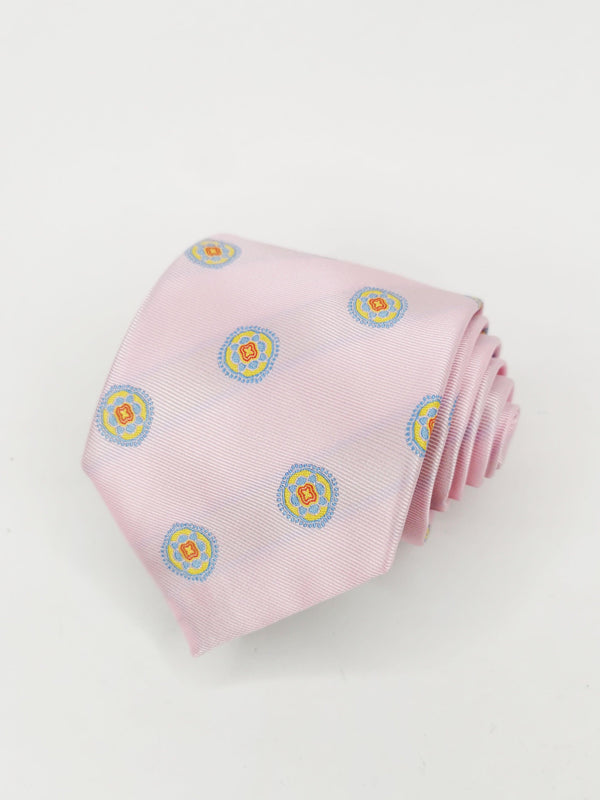 Corbata rosa con figuras amarillo y celeste - DiversoMen