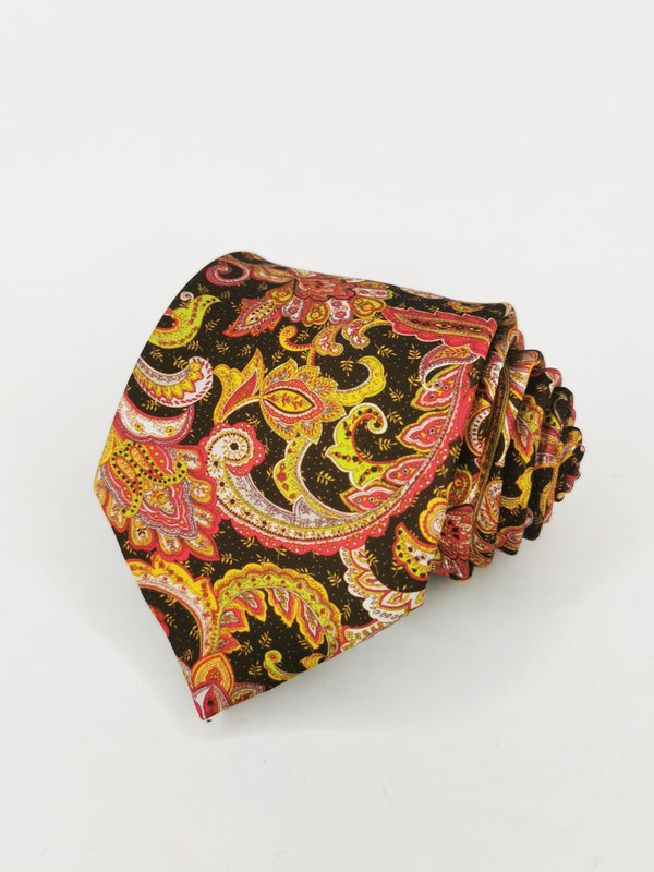 Corbata seda marrón cachemir otoñales - DiversoMen