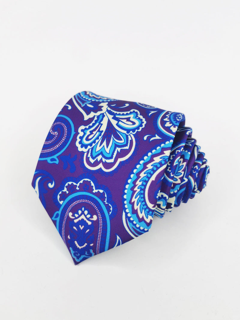 Corbata seda morada cachemir gigante celeste - DiversoMen