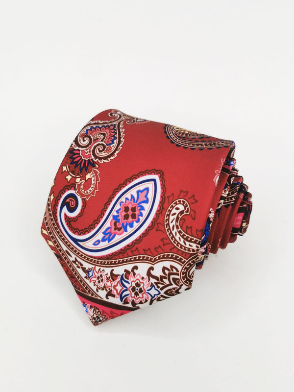 Corbata seda rojo oscuro cachemir gigante - DiversoMen