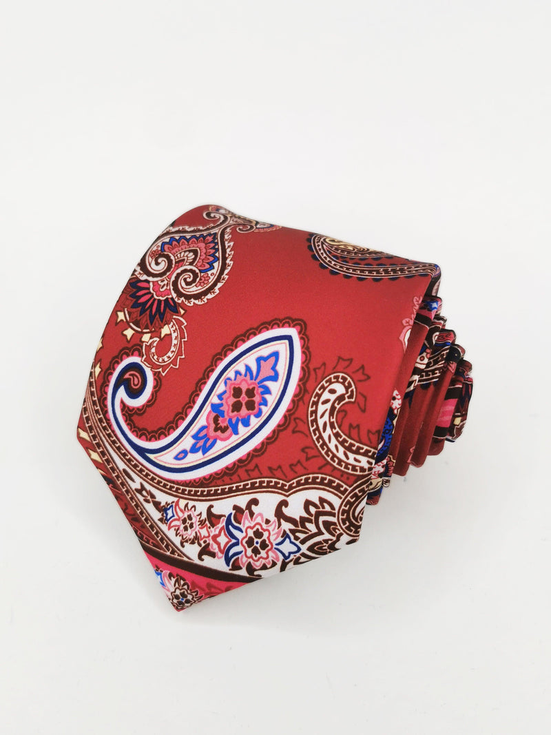 Corbata seda rojo oscuro cachemir gigante - DiversoMen