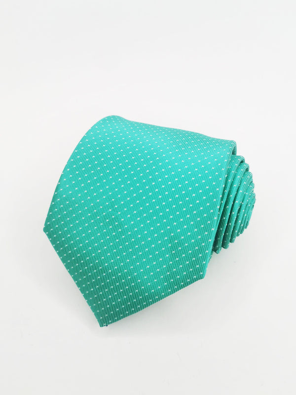 Corbata verde agua de lunares blancos pequeños - DiversoMen