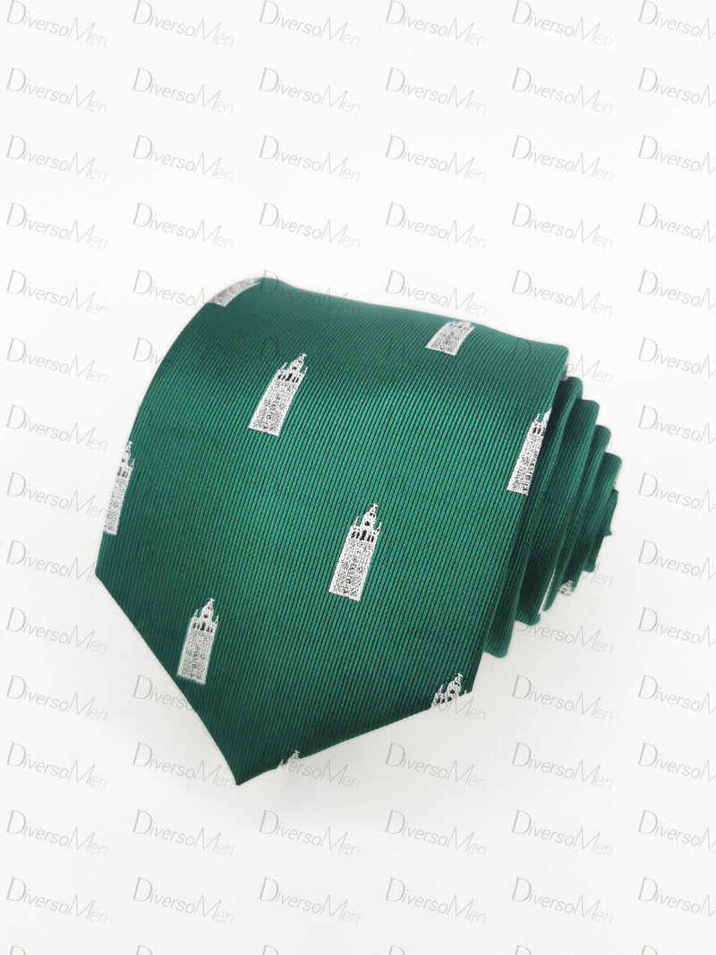 Corbata verde con Giralda blanca Corbatas