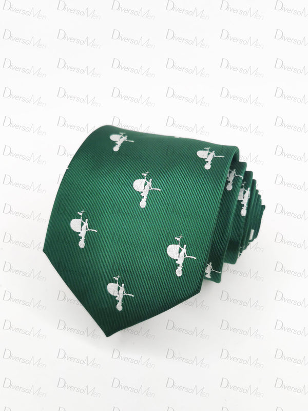 Corbata verde con giraldillo blanco Corbatas