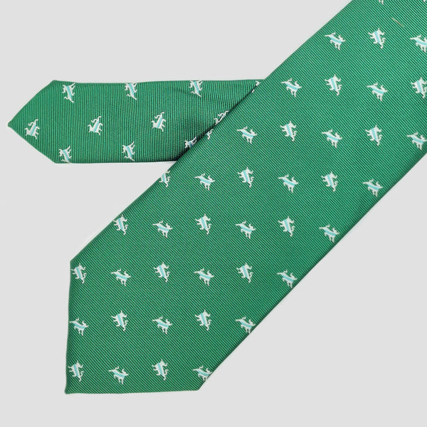 Corbata verde con toros blancos pequeños - DiversoMen