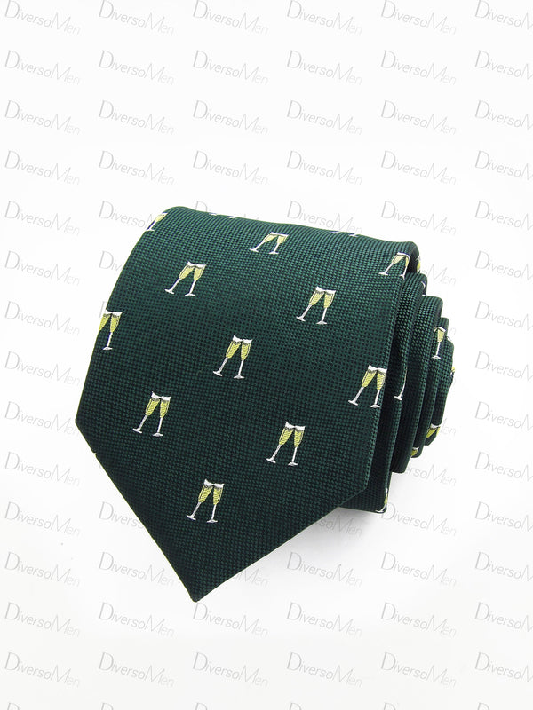 Corbata verde oscuro con copas Corbatas