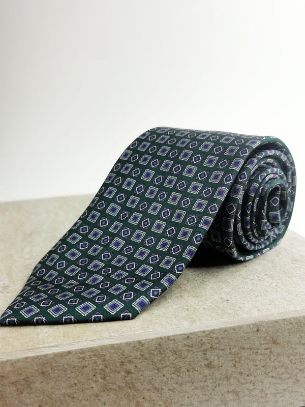 Corbata verde oscuro con mosaicos vintage - DiversoMen