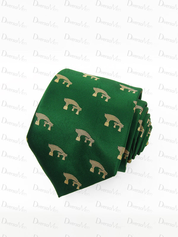 Corbata verde Setas Sevilla doradas Corbatas