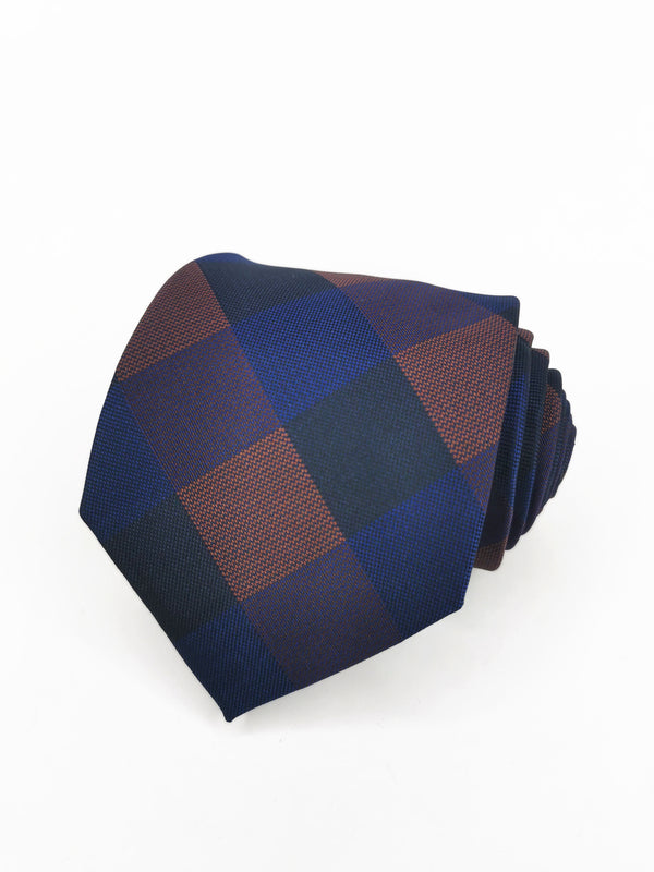 2x1 - Corbata de cuadros azul marino y marrones - DiversoMen