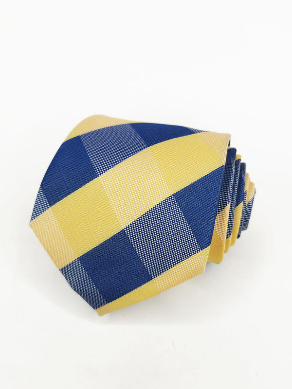 2x1 - Corbata de cuadros azul marino y amarillo - DiversoMen