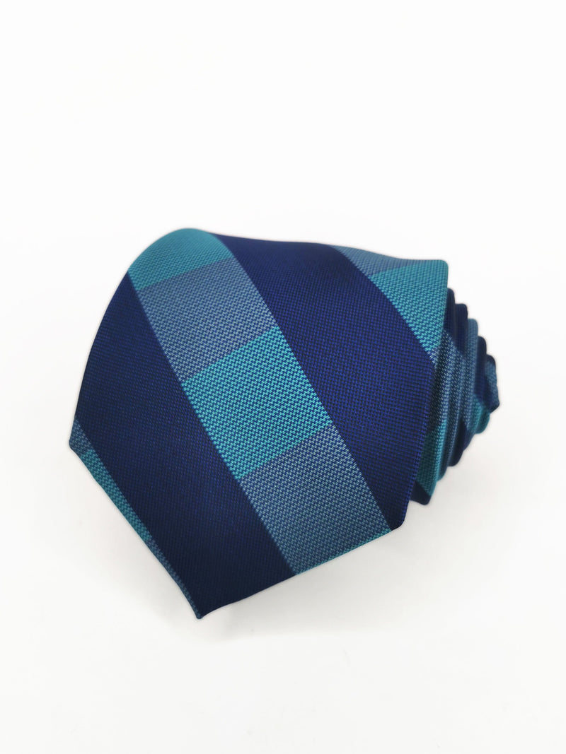 2x1 - Corbata de cuadros azul marino y aguamarina - DiversoMen