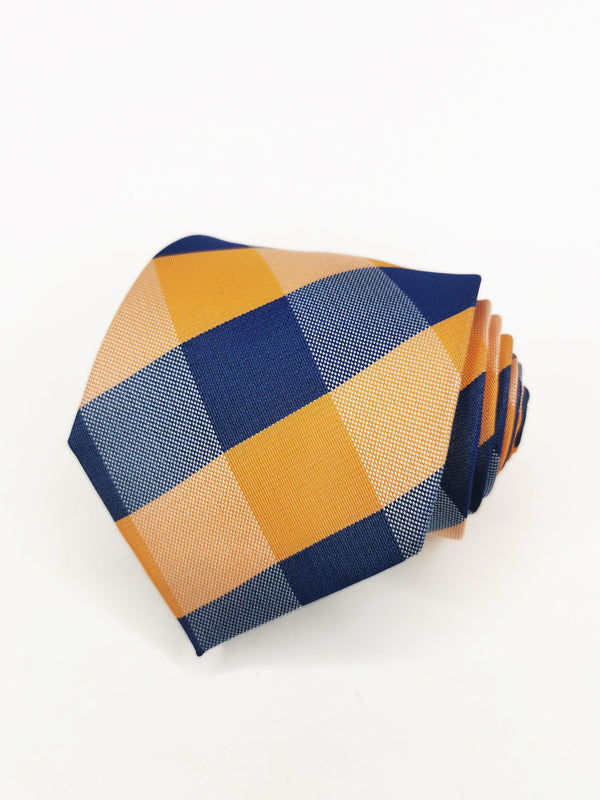 2x1 - Corbata de cuadros azul marino y naranjas - DiversoMen