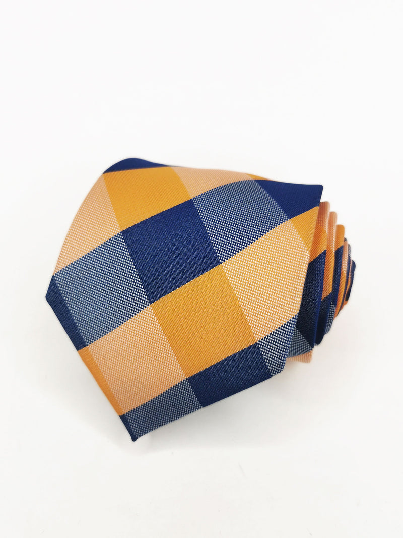 2x1 - Corbata de cuadros azul marino y naranjas - DiversoMen