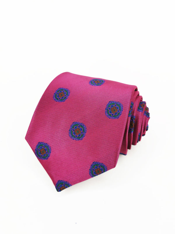 2x1 - Corbata rosa fucsia con medallas azul y verde - DiversoMen