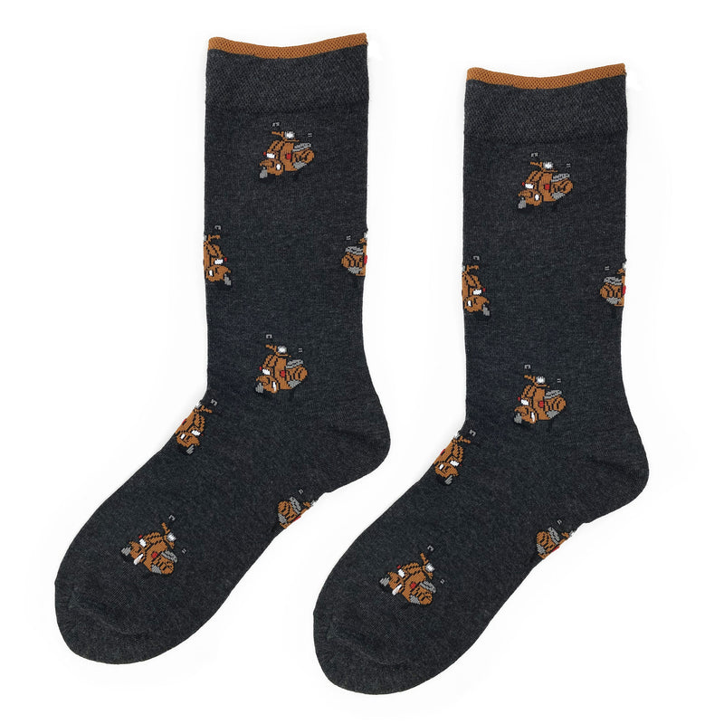 2x1 - Calcetines grises con vespas marrones - DiversoMen