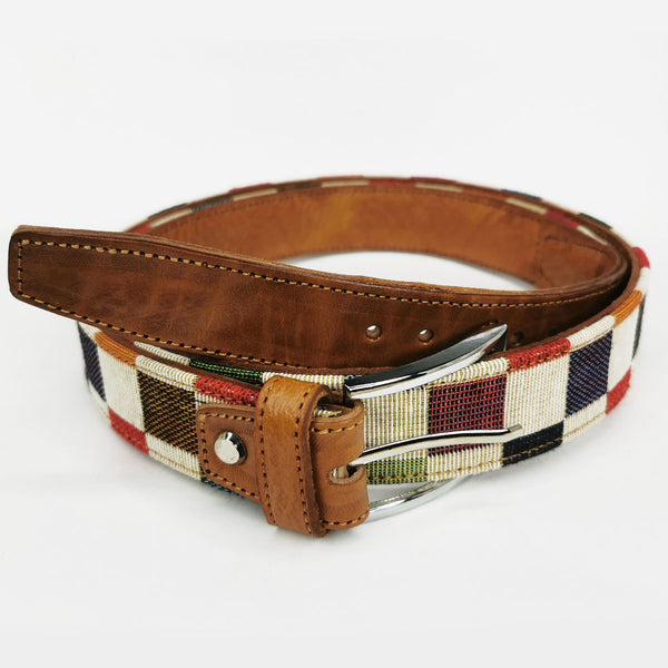 2x1 - Cinturón étnico blanco cuadrados ajustable - DiversoMen