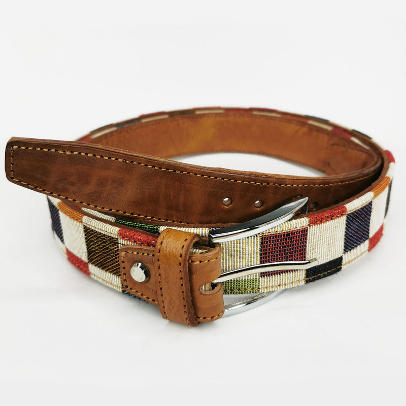 2x1 - Cinturón étnico blanco cuadrados ajustable - DiversoMen