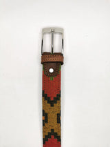 2x1 - Cinturón étnico rojo y mostaza ajustable - DiversoMen