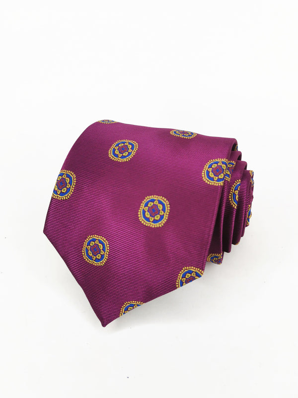 2x1 - Corbata magenta con medallas amarillas y azules - DiversoMen