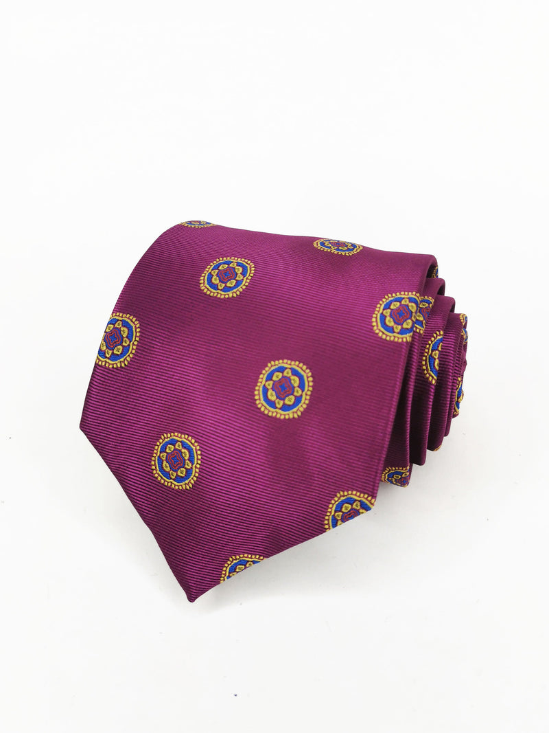 2x1 - Corbata magenta con medallas amarillas y azules - DiversoMen