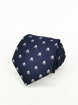 2x1 - Corbata azul marino con calaveras piratas blancas - DiversoMen