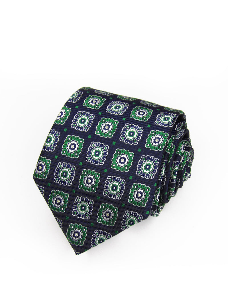2x1 - Corbata azul marino rosetas verdes - DiversoMen